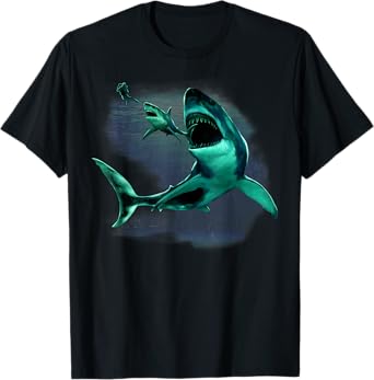 Scuba Diver, Great White Shark & Megalodon Shark Diving T-Shirt