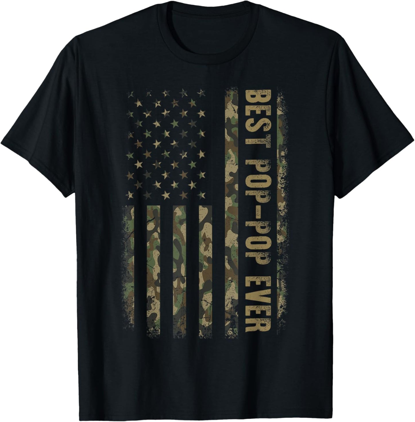 Best Pop Pop Ever Camouflage American Flag Father's Day T-Shirt