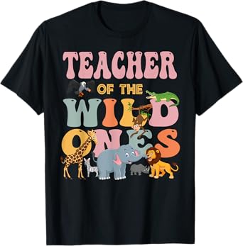 Teacher of the Wild One's Groovy Jungle Animal Earth Day Men Women T-Shirt