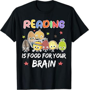 Reading Is Food For Your Brain Children's Books Characters T-Shirt
