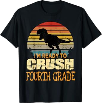 Ready To Crush Fourth 4th Grade Dinosaur Back To School Boys T-Shirt