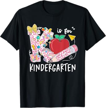 Back to School K Is For Kindergarten Teacher Leopard T-Shirt
