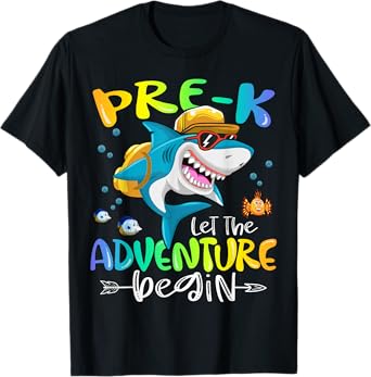 Pre-K Let The Adventure Begin Shark Back To School Boys Kids T-Shirt