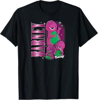Barney - Vintage 90's Purple Dinosaur Character Collage T-Shirt