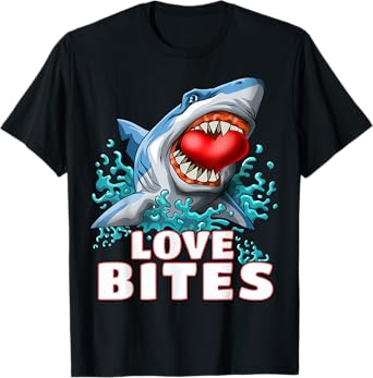Love Bites Shark Valentines Day Shark Kids Men Jawsome Gift T-Shirt