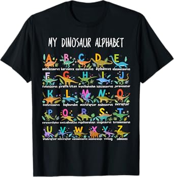 Types Of Dinosaurs Alphabet A-Z ABC Dino T-Shirt