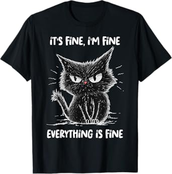 GoshWow Unisex-Adults Kids Casual Wear Vacation Black Cat-Themed T-Shirt