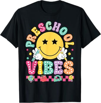 Preschool Vibes Smile Face Back to School Kinder Girls Kids T-Shirt