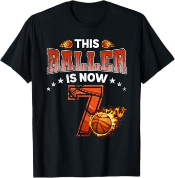 7th Birthday Boys Basketball Player Gifts 7 Years Old Kids T-Shirt