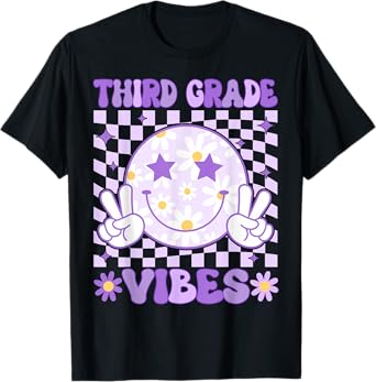 Groovy Third Grade Vibes Back to School 3rd Grade Teacher T-Shirt