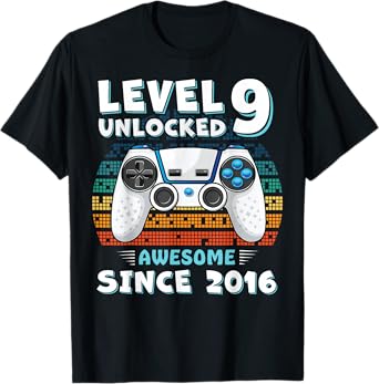 9 Year Old BDay Decorations Son Boy 9yr 2016 9th Birthday T-Shirt