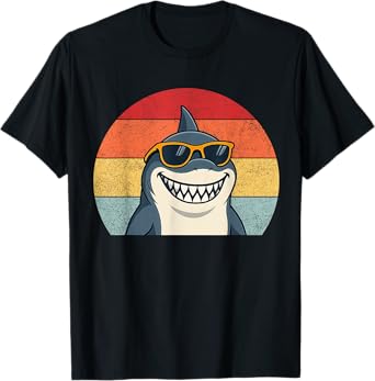 Funny Shark Wear Sunglasses Retro Cool For Men And Boy T-Shirt