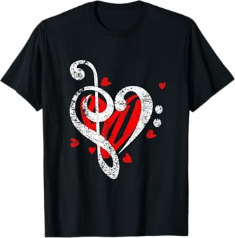 Bass Clef Treble Clef Heart Love Music T-Shirt