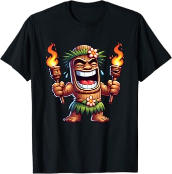 Mens Tiki Shirt Man Hawaiian Summer Tropical Luau Party Kids T-Shirt