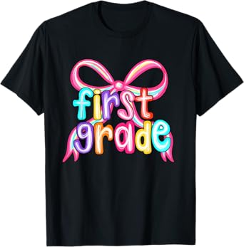 Preppy Back To School 1st Grade Coquette Bow Girls Kids T-Shirt