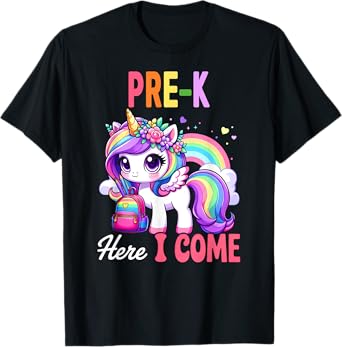 Pre-K Here I Come Unicorn Girls First Day Back To School T-Shirt