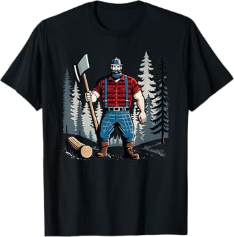 American Lumberjack Folk Hero Paul Bunyan Chopping Wood in The Forest Unisex T-Shirt