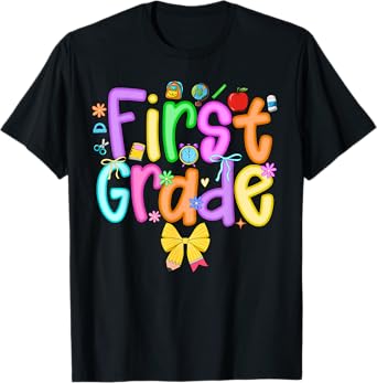 Back To School First Grade For Girls Bow 1st Grade Teachers T-Shirt