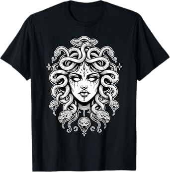Gothic Medusa Greek Mythology Blackwork T-Shirt
