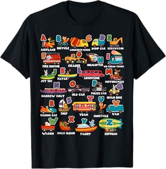 Alphabet Learning Transportation Animal Letter ABCs teacher T-Shirt