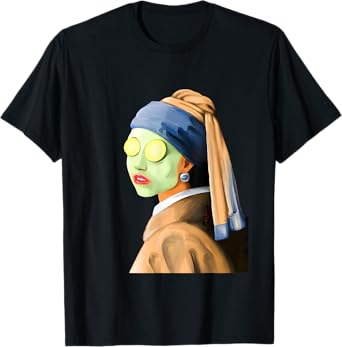Girl with a Pearl Earring Face Mask by Johannes Vermeer Art T-Shirt