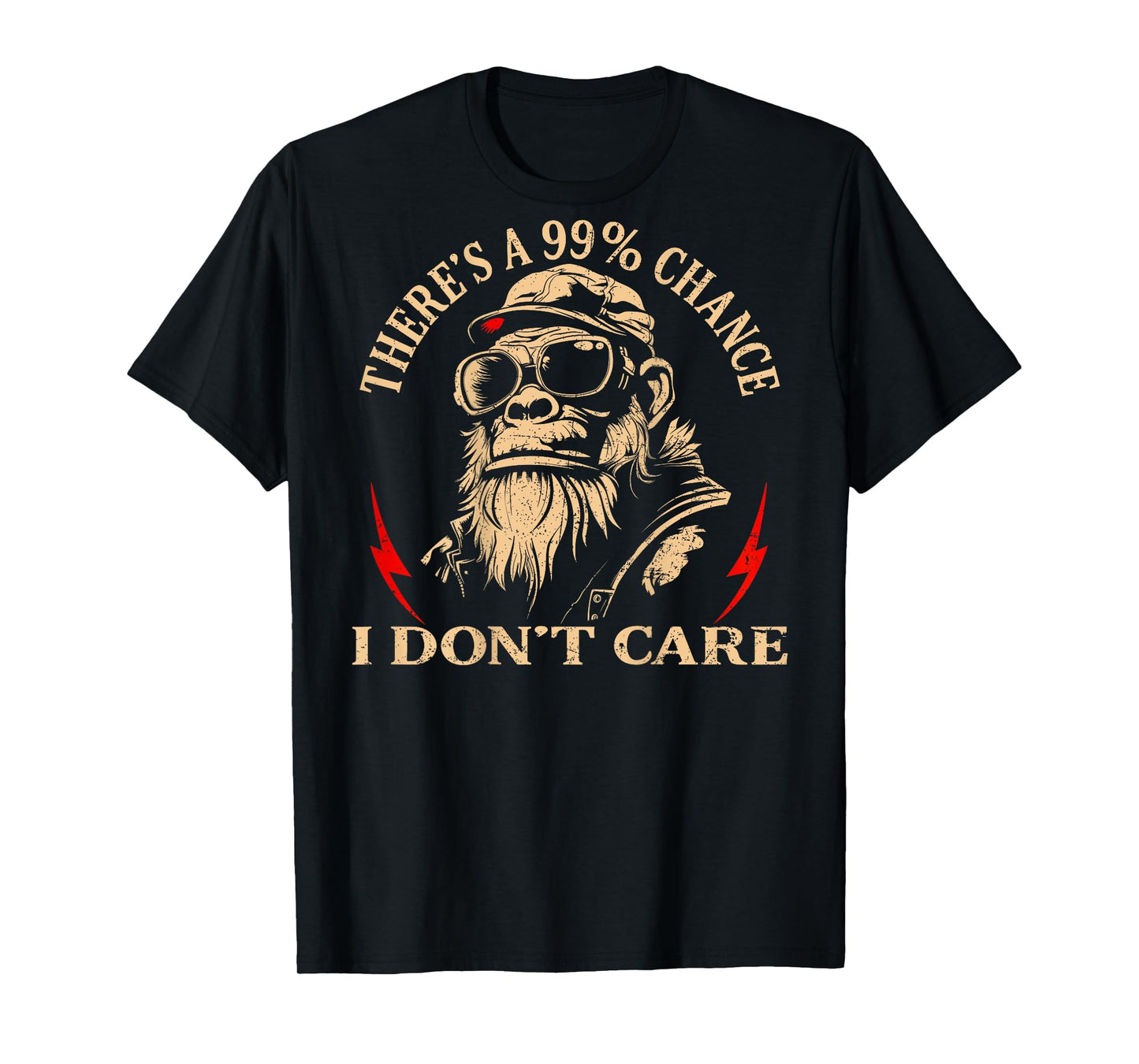 (ON Back) There's A 99% Chance I Don't Care Funny Monkey Men T-Shirt