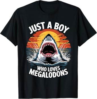 Just A Boy Who Loves Megalodons - Megalodon Shark Lover T-Shirt