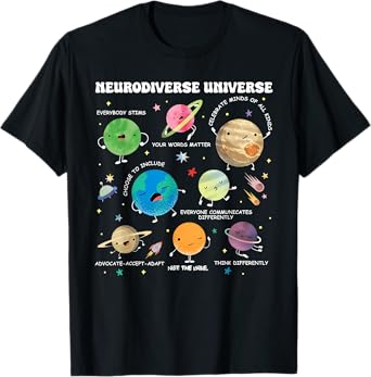 Neurodiverse Universe Planet Autism Awareness Support Squad T-Shirt