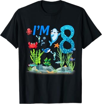8 Year Old Ocean themed birthday Under the sea 8th birthday T-Shirt