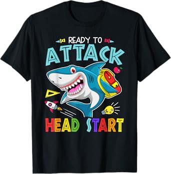 Ready To Attack Head Start Boy Back To School Sea Animal T-Shirt