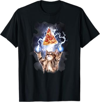 Lightning Pizza Cat T-Shirt