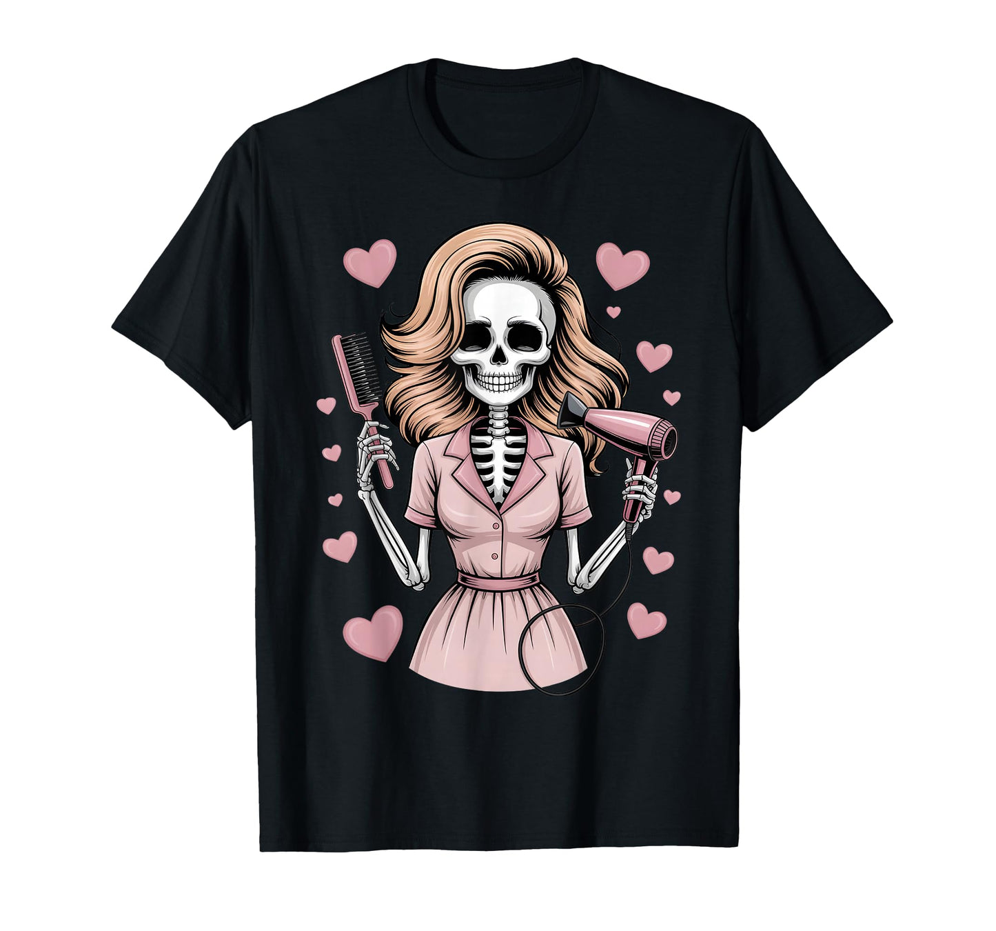 Halloween Gothic Skeleton Hairdresser T-Shirt