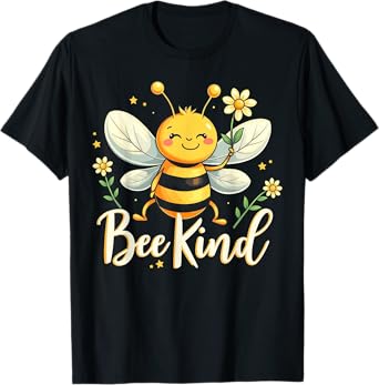 Bee Kind Cute bee with Flower Kindness T-Shirt