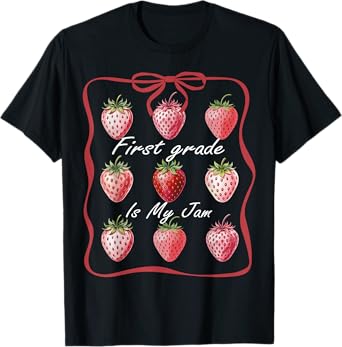 First Grade Is My Jam Teacher Team Crew Cute Strawberry Kids T-Shirt