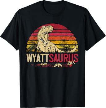 Wyatt Saurus Funny Personalized Dinosaur T Rex Name Boy Gift T-Shirt