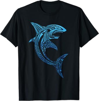 Artistic Tribal Shark Polynesian Tattoo Hawaiian Vacation T-Shirt