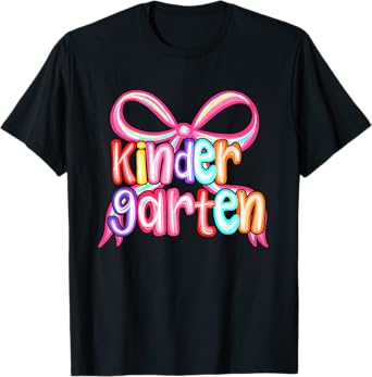 Preppy Back To School Kindergarten Coquette Bow Girls Kids T-Shirt