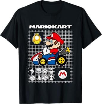 Mario Kart Rally Driver Schematics Mario T-Shirt