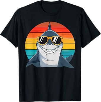 Kids Shark Face Open Mouth Tee Cool Retro Toddler Boys Shark T-Shirt