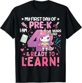 My First Day Of Pre-K I'm 4 Years Old And Ready To Learn Kid T-Shirt