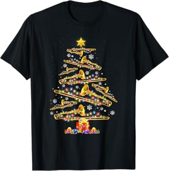 Christmas Trombone Player Xmas Tree Jazz Music Lover Santa T-Shirt