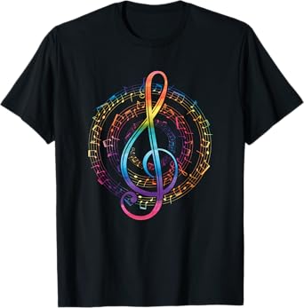 Rainbow Music Notes Treble Clef T-Shirt