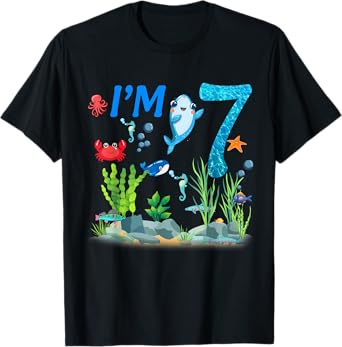 7 Year Old Ocean themed birthday Under the sea 7th birthday T-Shirt