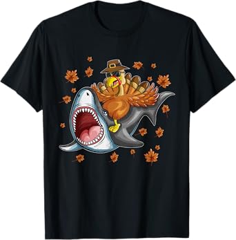 Shark Harvest Turkey Holiday Motif For Shark Lovers T-Shirt