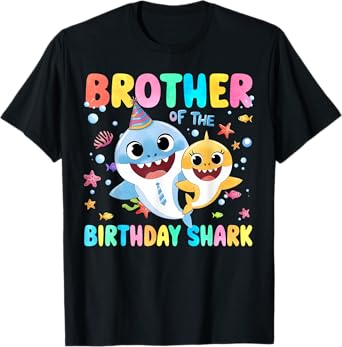 Brother Of The Birthday Family Shark Funny Kids Party T-Shirt