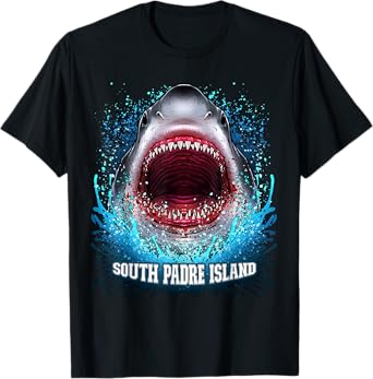 South Padre Island Texas Vacation Great White Shark Beach T-Shirt