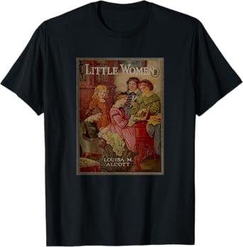 Louisa May Alcott Coming of Age Novel Little Women Book Cover T-Shirt, Small, Black