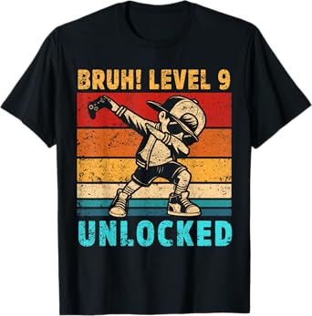 9 Year Old Birthday Dabbing Boy Bruh 9th level unlocked T-Shirt
