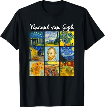 Famous Van Gogh Paintings Art Starry Night Flowers Portrait T-Shirt