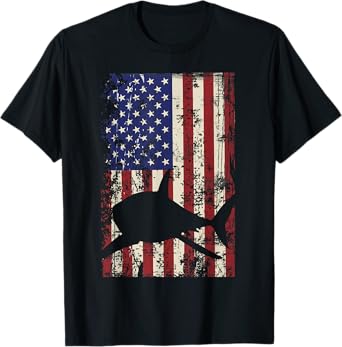 American Shark Flag 4th of July Patriotic T-Shirt for Women Kids Men